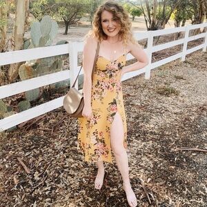 Yellow Reformation Floral Dress